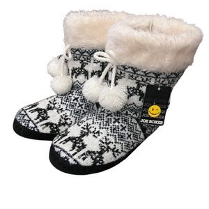 Joe Boxer Black and White Slipper Boots